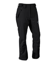 A pair of black snow pants with 3/4 2-way side zip, zippered hand pockets, double layer fabric guard, and an adjustable waistband with belt loops.