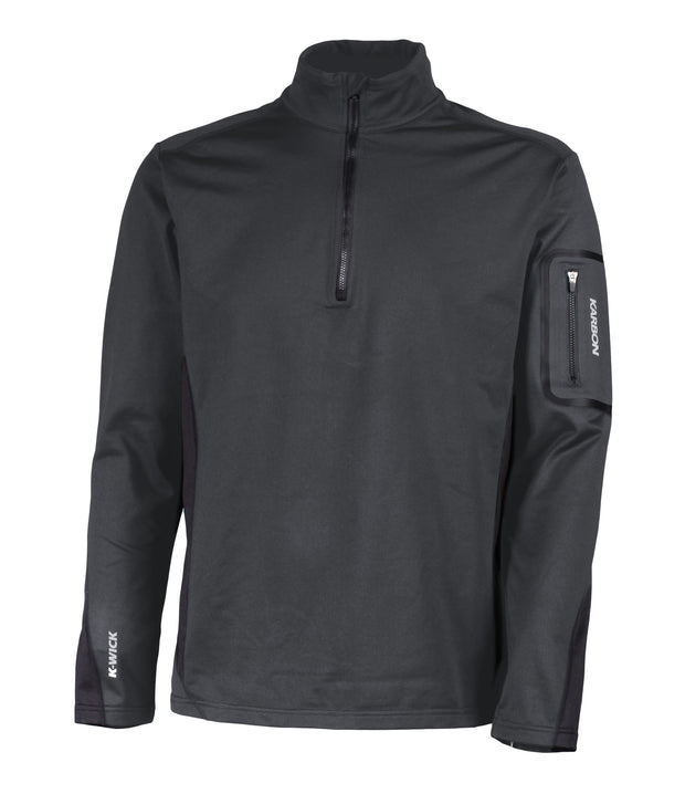 Men's dark grey long-sleeve base layer with quarter zip.