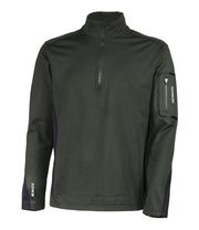 Men's green long-sleeve base layer with quarter zip.