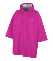 Pink rain poncho with hood on a white background